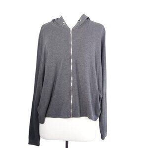Soyaconcept Women Medium Charcoal Gray Full Zip Hoodie Dolman Sleeve Relaxed Fit